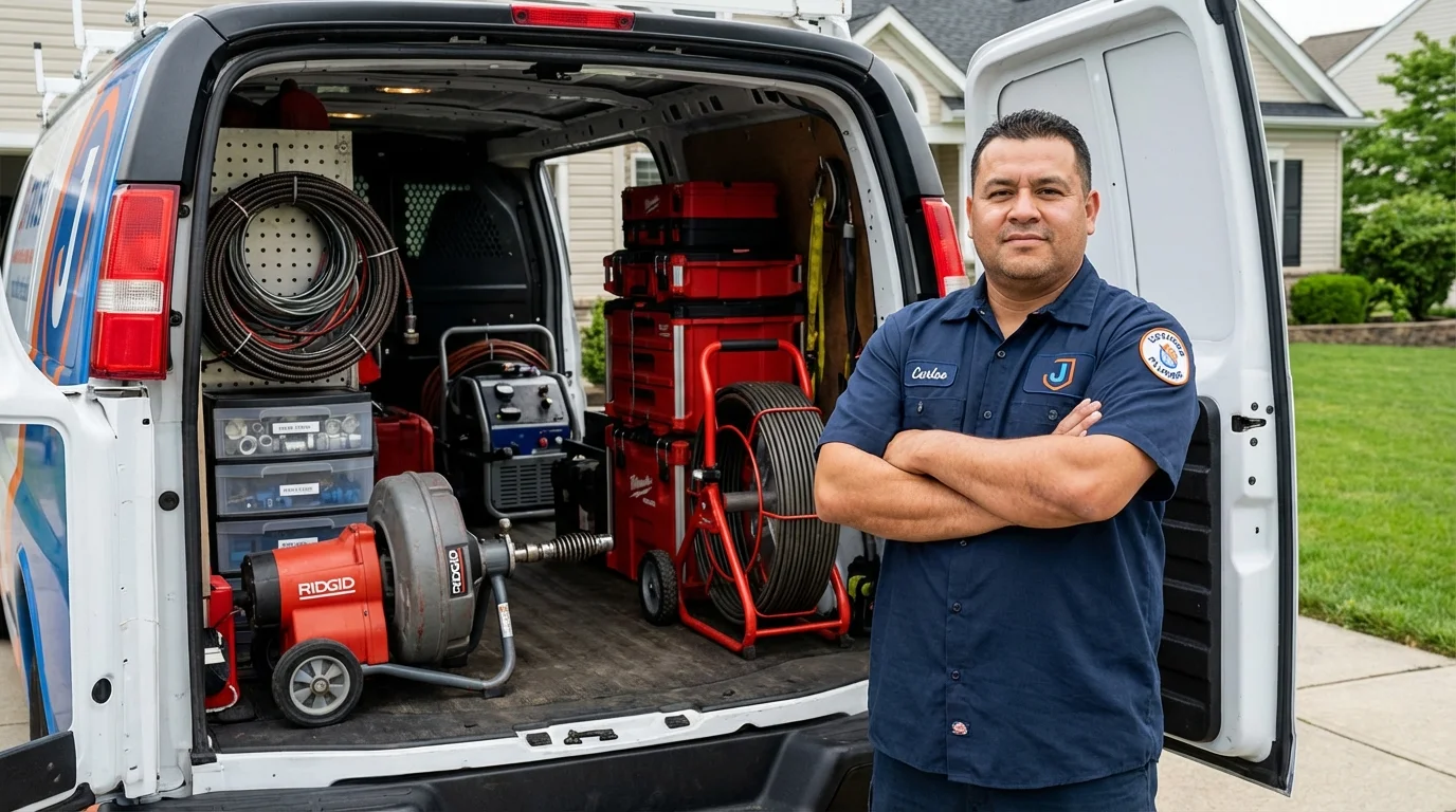 Professional drain cleaning equipment and Johns Plumbing LLC plumber in Lytle