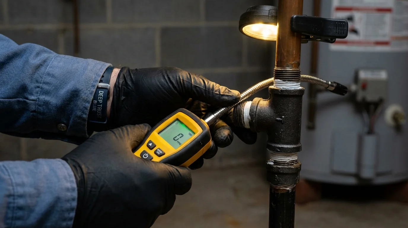 Gas leak detection with electronic sniffer by Johns Plumbing LLC in Lytle