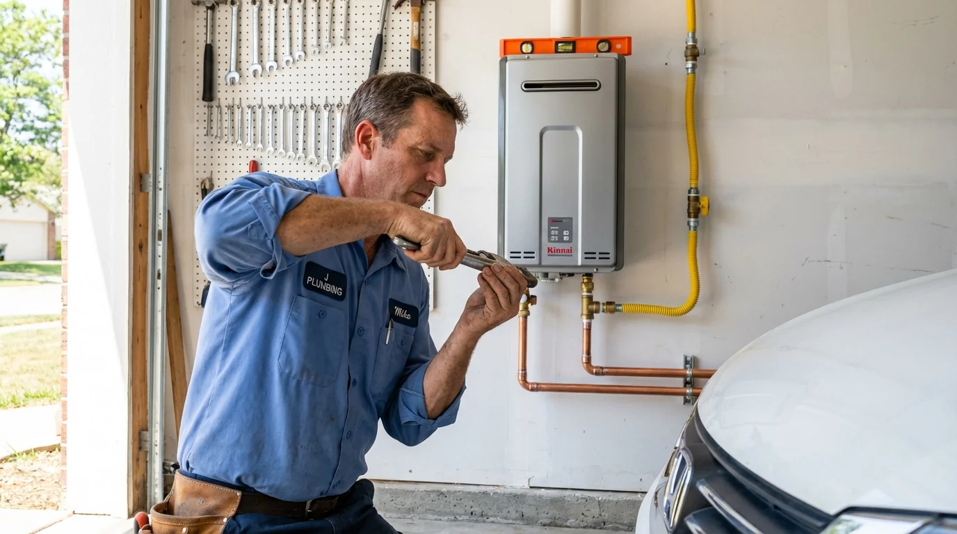 Tankless water heater installation by a Johns Plumbing LLC plumber in Lytle